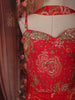 Vibrant Red Floral Sequins and Mirror Embroidered Design Chiffon Party Wear Indo Western Palazzo Suit with Matching Choker Dupatta