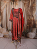 Vibrant Red Geometric Printed Design Crepe Silk Anarkali Salwar Suit with Matching Dupatta
