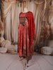 Vibrant Red Geometric Printed Design Crepe Silk Anarkali Salwar Suit with Matching Dupatta