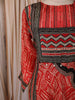 Vibrant Red Geometric Printed Design Crepe Silk Anarkali Salwar Suit with Matching Dupatta