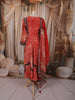 Vibrant Red Geometric Printed Design Crepe Silk Anarkali Salwar Suit with Matching Dupatta
