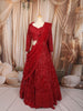 Vibrant Red Heavy Sequins and Beads Embroidered Design Net Bridal Lehenga with Matching Dupatta