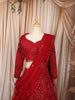Vibrant Red Heavy Sequins and Beads Embroidered Design Net Bridal Lehenga with Matching Dupatta