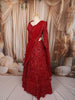 Vibrant Red Heavy Sequins and Beads Embroidered Design Net Bridal Lehenga with Matching Dupatta