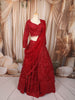 Vibrant Red Heavy Sequins and Beads Embroidered Design Net Bridal Lehenga with Matching Dupatta
