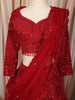 Vibrant Red Heavy Sequins and Beads Embroidered Design Net Bridal Lehenga with Matching Dupatta