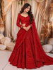 Vibrant Red Heavy Sequins and Beads Embroidered Design Net Bridal Lehenga with Matching Dupatta