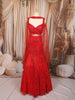 Vibrant Red Heavy Sequins and Beads Embroidered Design Net Mermaid Bridal Lehenga with Designer Blouse and Matching Choker Dupatta