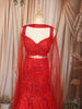 Vibrant Red Heavy Sequins and Beads Embroidered Design Net Mermaid Bridal Lehenga with Designer Blouse and Matching Choker Dupatta