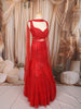 Vibrant Red Heavy Sequins and Beads Embroidered Design Net Mermaid Bridal Lehenga with Designer Blouse and Matching Choker Dupatta