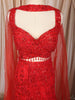Vibrant Red Heavy Sequins and Beads Embroidered Design Net Mermaid Bridal Lehenga with Designer Blouse and Matching Choker Dupatta