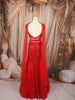 Vibrant Red Heavy Sequins and Beads Embroidered Design Net Mermaid Bridal Lehenga with Designer Blouse and Matching Choker Dupatta