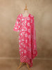 Vibrant Rose Pink Floral Printed Design Cotton Straight Cut Salwar Suit with Dupatta