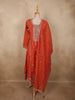 Vibrant Rusty Orange Floral Zari Embroidered Design Tissue Silk Salwar Suit with Dupatta