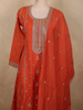 Vibrant Rusty Orange Floral Zari Embroidered Design Tissue Silk Salwar Suit with Dupatta