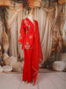 Vibrant Scarlet Red Floral Sequins and Beads Embroidered Design Crepe Palazzo Suit with Matching Dupatta
