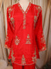 Vibrant Scarlet Red Floral Sequins and Beads Embroidered Design Crepe Palazzo Suit with Matching Dupatta