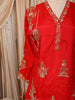 Vibrant Scarlet Red Floral Sequins and Beads Embroidered Design Crepe Palazzo Suit with Matching Dupatta
