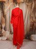Vibrant Scarlet Red Floral Sequins and Beads Embroidered Design Crepe Palazzo Suit with Matching Dupatta