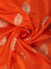 Vibrant Sunset Orange Floral Butta Zari Woven Design Pure Banarasi Silk Saree with Floral Zari  Border