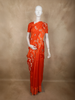 Vibrant Sunset Orange Floral Butta Zari Woven Design Pure Banarasi Silk Saree with Floral Zari  Border