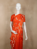 Vibrant Sunset Orange Floral Butta Zari Woven Design Pure Banarasi Silk Saree with Floral Zari  Border