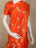 Vibrant Sunset Orange Floral Butta Zari Woven Design Pure Banarasi Silk Saree with Floral Zari  Border
