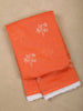 Vibrant Tangerine Orange Floral Thread Embroidered Design Cotton Unstitched Salwar Material
