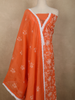 Vibrant Tangerine Orange Floral Thread Embroidered Design Cotton Unstitched Salwar Material