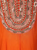 Vibrant Tangerine Orange Sequins and Beads Embroidered Design Satin Palazzo Suit