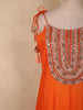 Vibrant Tangerine Orange Sequins and Beads Embroidered Design Satin Palazzo Suit