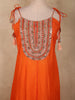 Vibrant Tangerine Orange Sequins and Beads Embroidered Design Satin Palazzo Suit