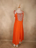 Vibrant Tangerine Orange Sequins and Beads Embroidered Design Satin Palazzo Suit