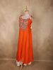 Vibrant Tangerine Orange Sequins and Beads Embroidered Design Satin Palazzo Suit
