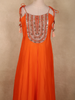 Vibrant Tangerine Orange Sequins and Beads Embroidered Design Satin Palazzo Suit