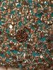 Vibrant Teal Blue Bronze Metallic Embellished Design Satin Ready to Wear Draped Saree with Coat