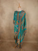 Vibrant Teal Blue Floral Printed Design Crepe Salwar Suit with Dupatta