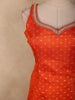 Vibrant Vermilion Orange Butta Zari Woven Design Banarasi Silk Palazzo Suit with Dupatta