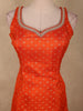 Vibrant Vermilion Orange Butta Zari Woven Design Banarasi Silk Palazzo Suit with Dupatta