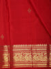 Vibrant Vermilion Red Butta Zari Woven Design Pure Kanchipuram Silk Saree with Peacock Zari Border