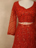 Vibrant Vermilion Red Floral Sequins and Beads Embroidered Design Net Mermaid Lehenga with Dupatta