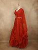 Vibrant Vermilion Red Floral Sequins and Beads Embroidered Design Net Mermaid Lehenga with Dupatta