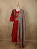 Vibrant Vermilion Red Geometric Printed Design Cotton Straight Cut Salwar with Contrast Dupatta
