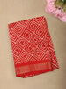 Vibrant Vermilion Red Geometric Printed Design Linen Cotton Saree with Contrast Border