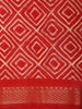 Vibrant Vermilion Red Geometric Printed Design Linen Cotton Saree with Contrast Border