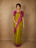 Vibrant Mustard Green Butta Zari Woven Design Pure Kanchipuram Silk Saree with Contrast Zari Border