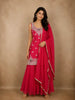 Vibrant Rose Pink Floral Zari and Beads Embroidered Design Georgette Palazzo Suit with Dupatta
