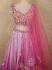 Vinbrant Rose Pink Floral Sequins and Beads Embroidered Design Sequins Bridesmaid Lehenga with Dupatta