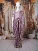 Vintage Mauve Purple Floral Vine Sequins and  Beads Embroidered Design Net Party Wear Saree with Designer Border