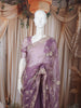 Vintage Mauve Purple Floral Vine Sequins and  Beads Embroidered Design Net Party Wear Saree with Designer Border